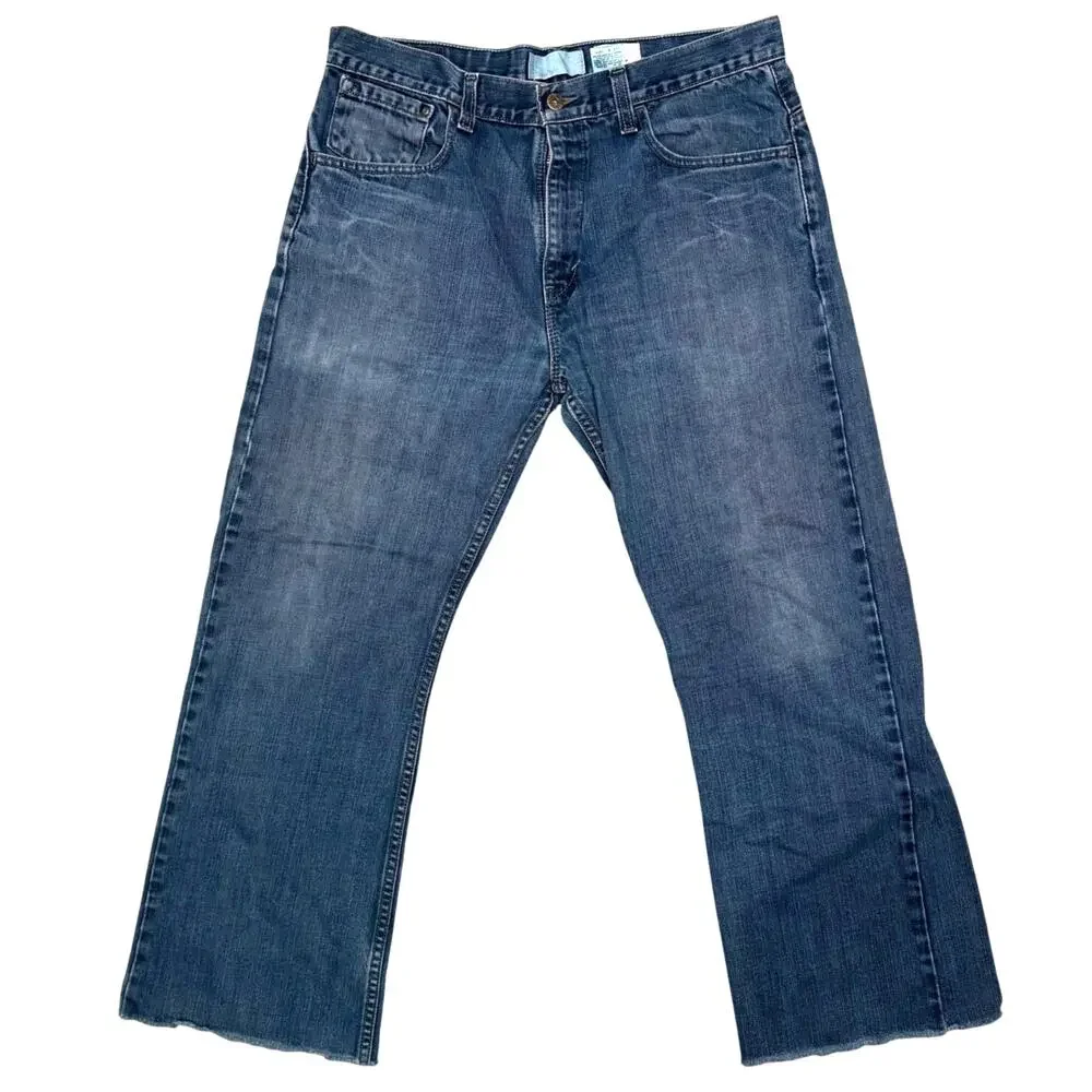 Y2K Levi's SilverTab 34X28 True Boot Jean Distressed Crop 90s Grunge Vintage Dad